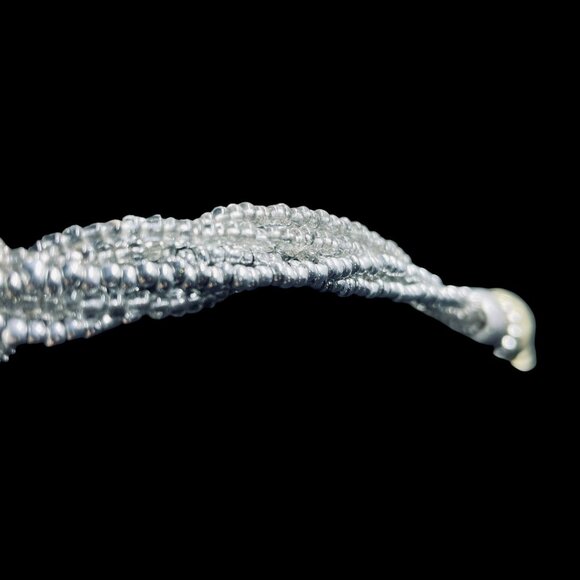 Chunky Beaded Statement Necklace Silver Gold Mixed Metal Boho Bold Jewelry Trend - Picture 8 of 9